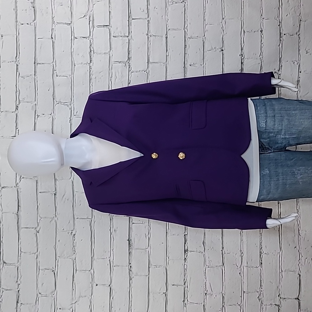 J Crew Classic Schoolboy Long Sleeve Single Breasted Wool Blazer/Jacket Purple